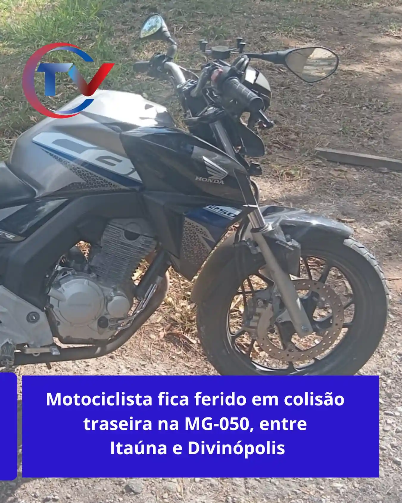 Motociclista de 63 anos fica ferido em colisão na MG-050