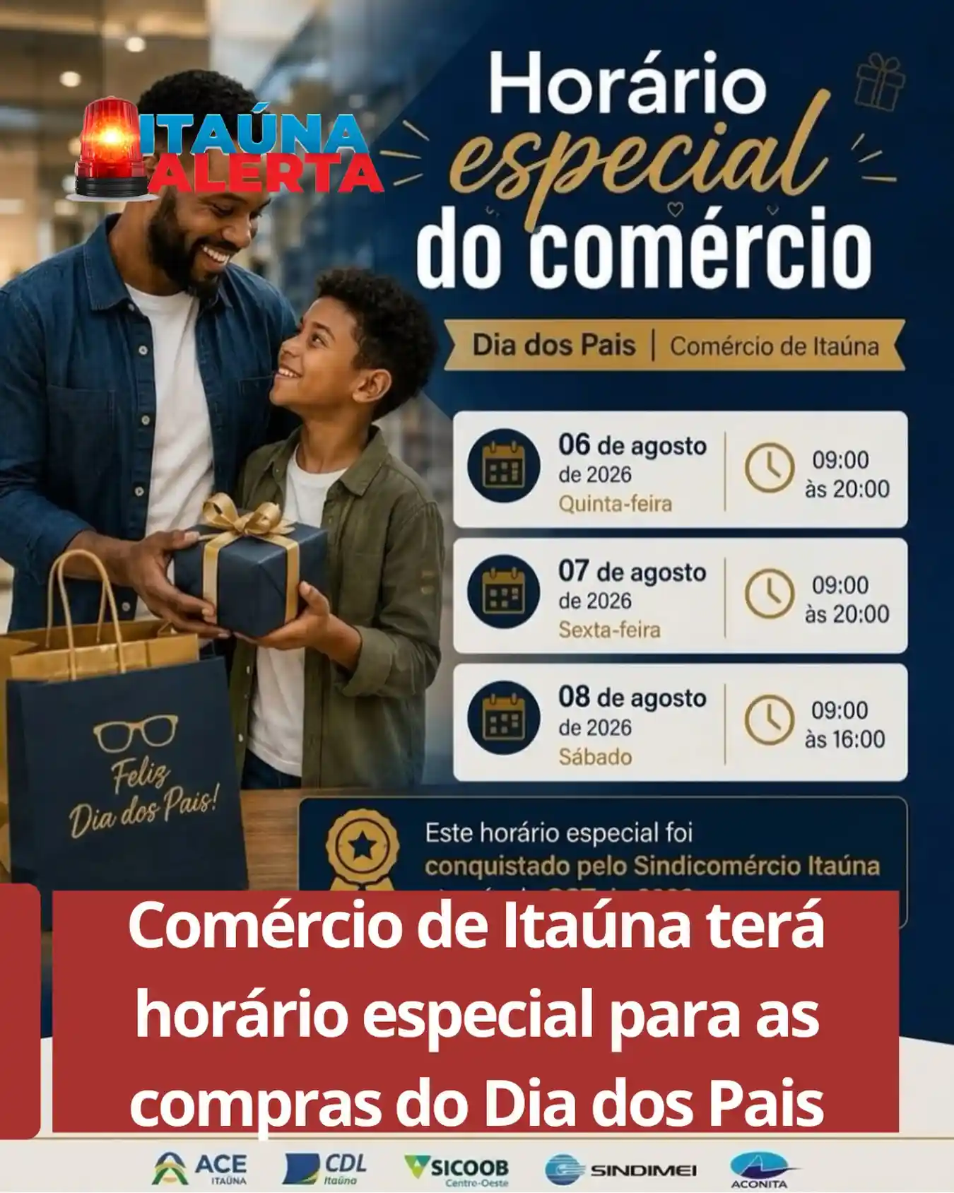 Horário especial do comércio para o Dia dos Pais