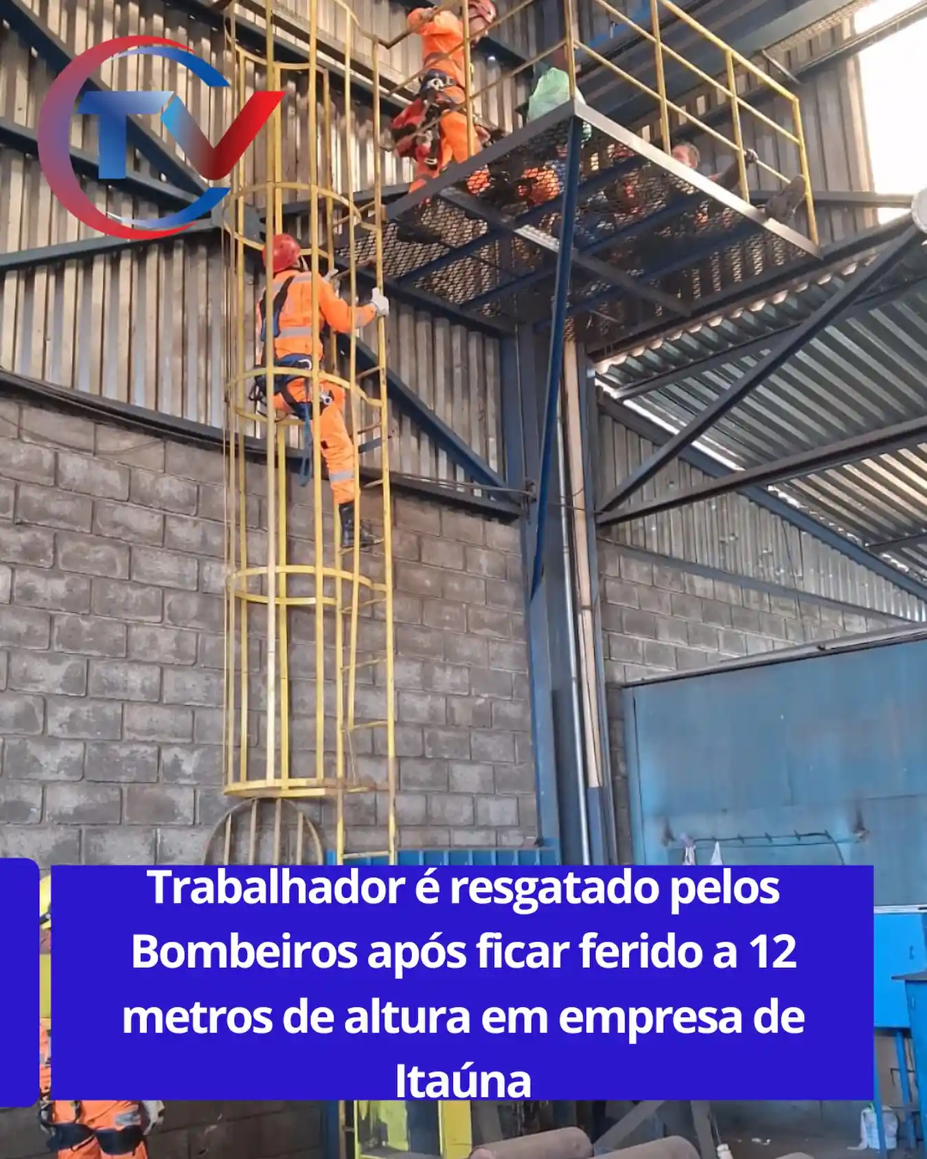 Resgate de trabalhador após acidente em manutenção elétrica