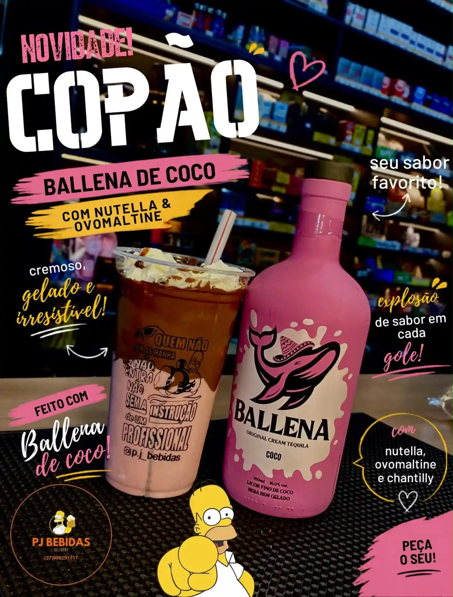 Copão Ballena de Coco com Nutella - P.J Bebidas