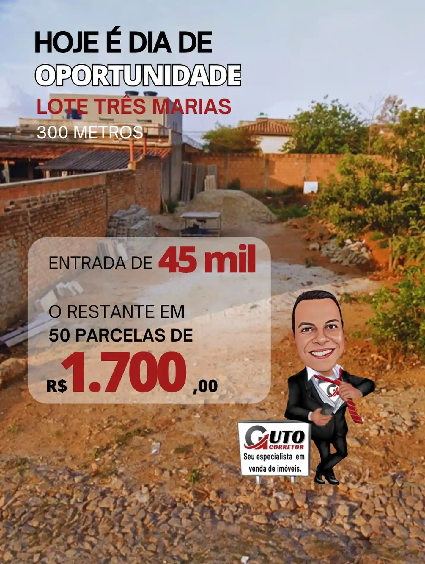 Lote plano 300m² à venda no Bairro Três Marias