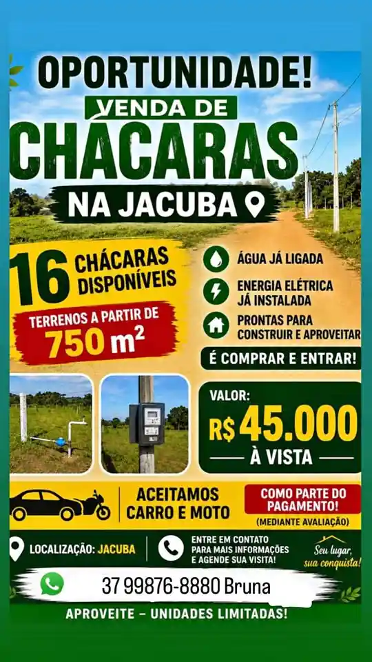 Chácara à venda em Jacuba – 750 m²