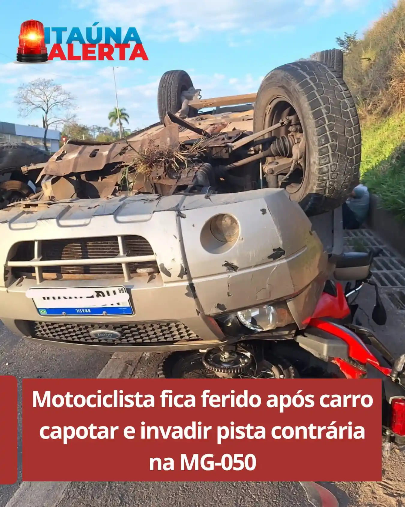 Motociclista de 22 anos fica ferido em acidente na MG-050