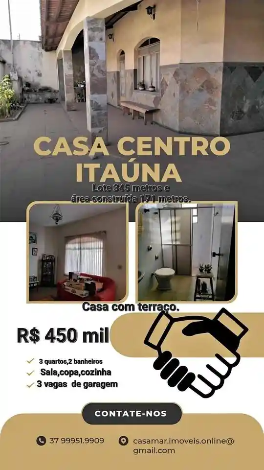Casa 3 quartos no Centro com barracão e terraço