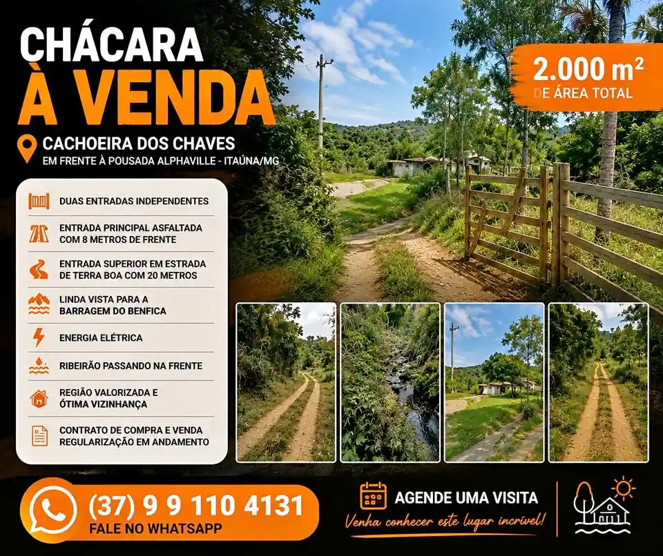 Chácara à venda na Cachoeira dos Chaves – 2.000 m²