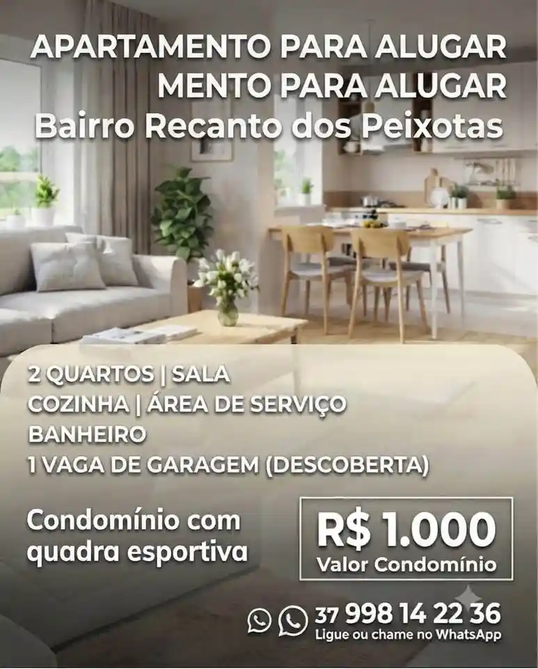 Apartamento 2 quartos para alugar no Recanto dos Peixotas