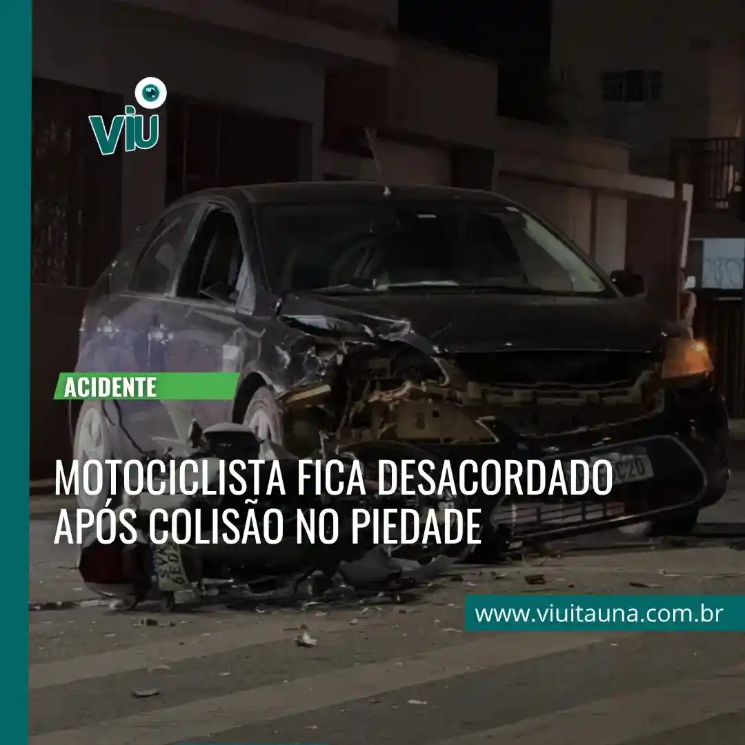 Motociclista desacordado após colisão no Piedade