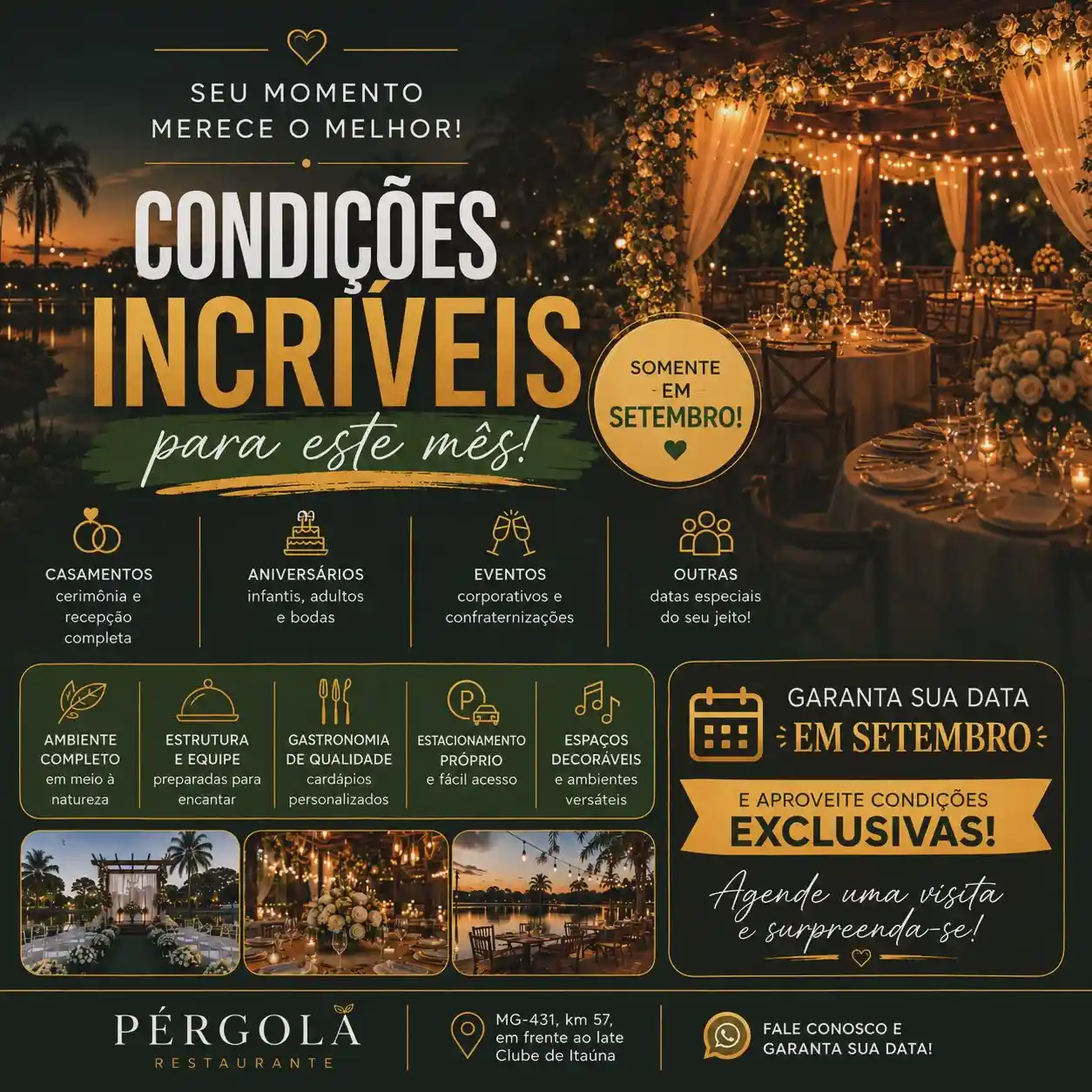 Condições especiais para eventos no Pérgola