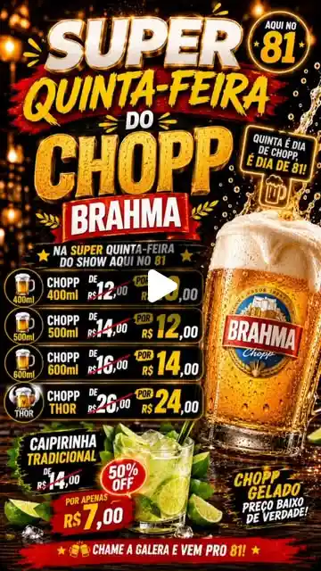 Super Quinta-feira do Chopp no 81 Storys Bar