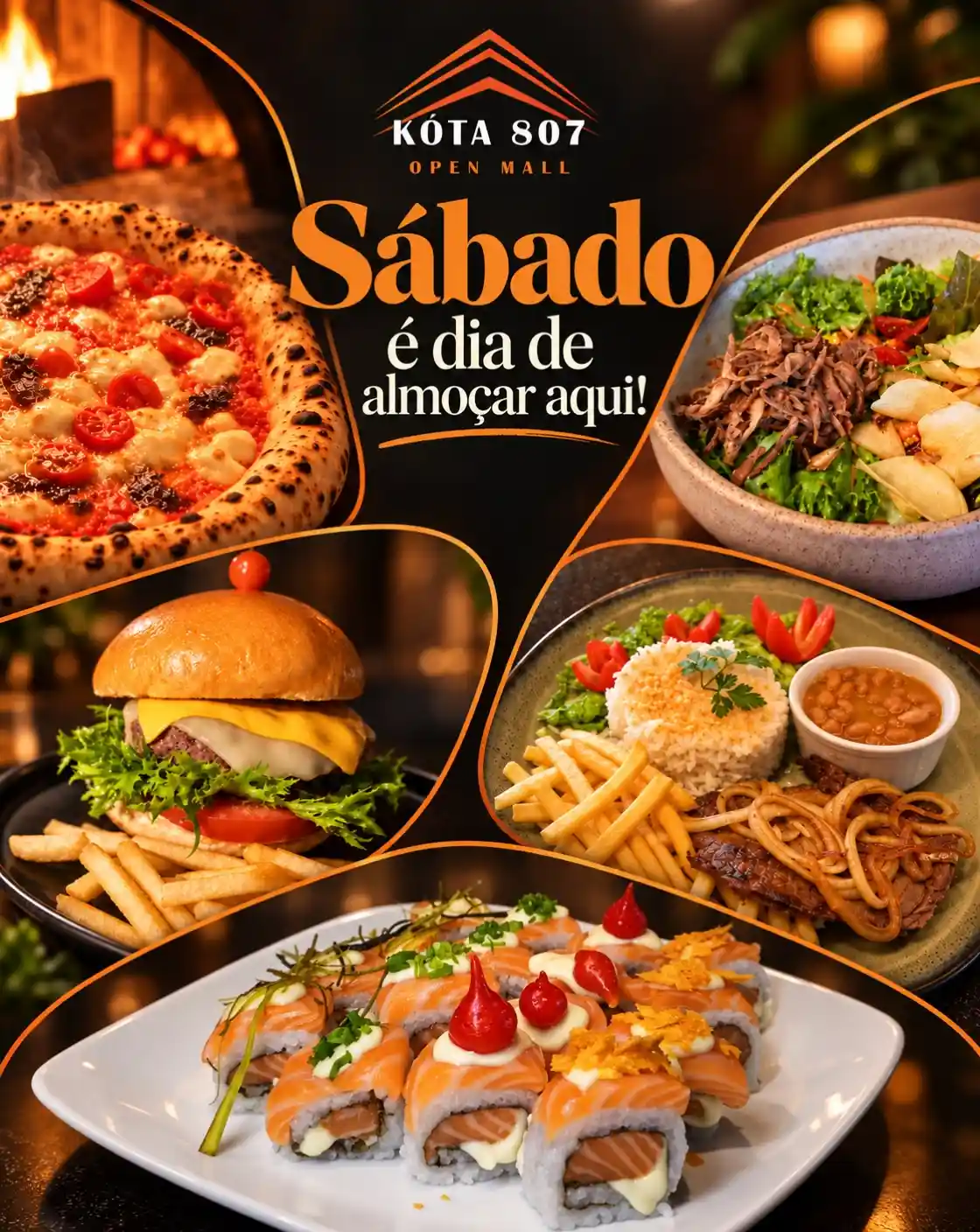 Almoço no sábado – Prato Executivo, Japonesa, Pizza e Hambúrguer