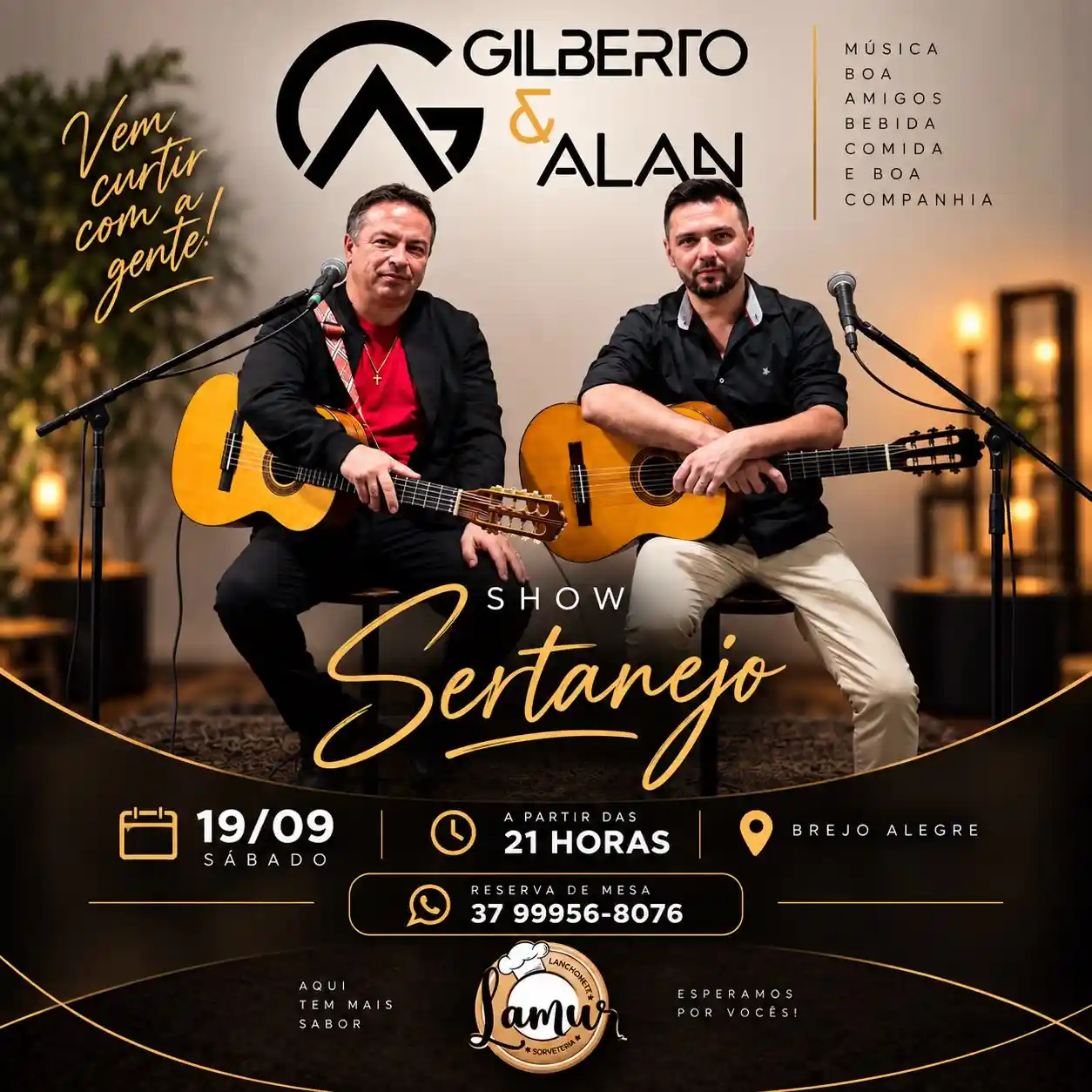 Noite de música com Gilberto & Alan no Lamur