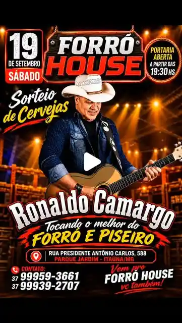 Show de Ronaldo Camargo no Forró House, sábado