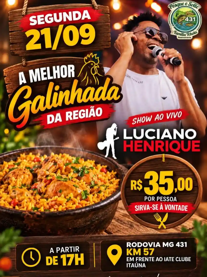 Galinhada com show ao vivo no Pesque e Solte