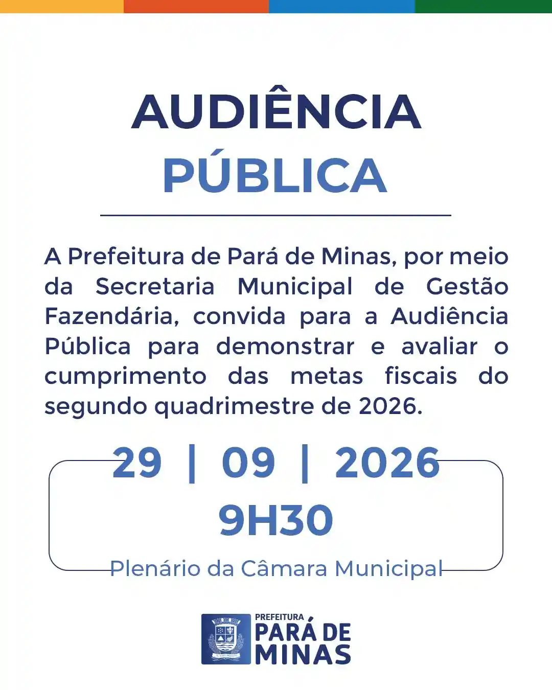 Audiência Pública das Metas Fiscais – 29/09, 9h30