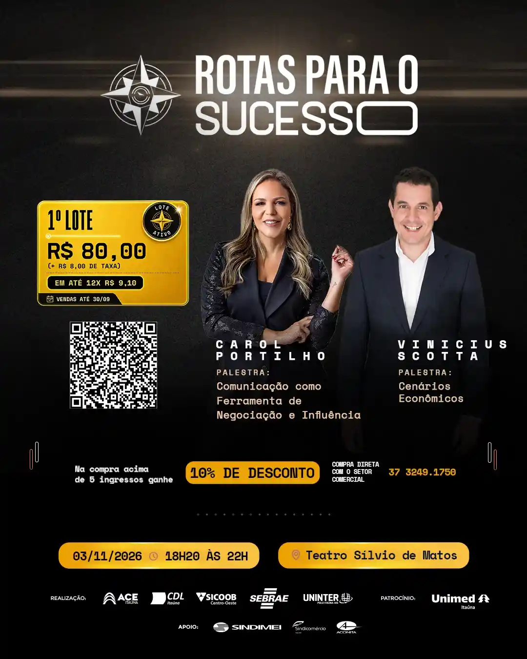 Ingressos para o Rotas para o Sucesso antes da virada de lote