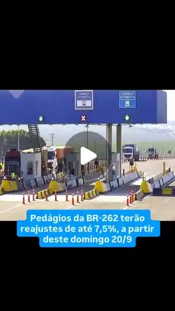 Pedágios da BR-262 ficam mais caros a partir de domingo