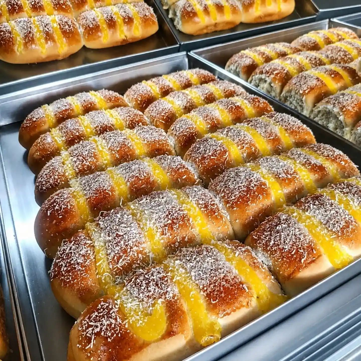 Pão doce com creme fresquinho na Padaria Ponto do Trigo