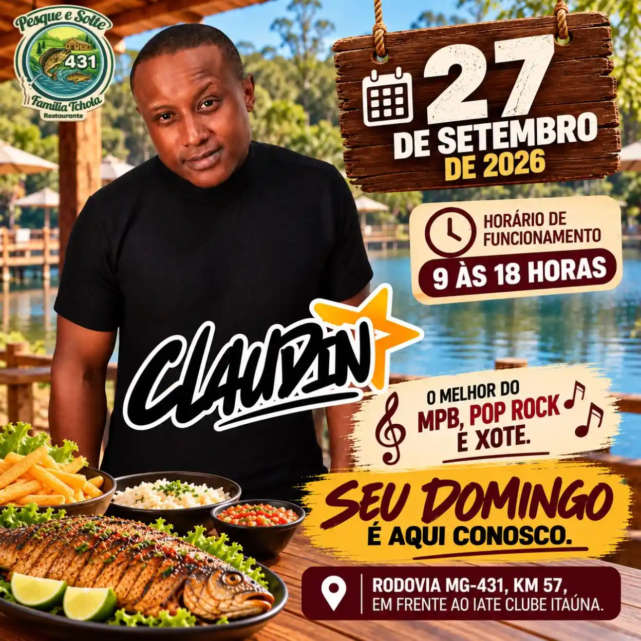 Show ao vivo com Claudinho no Restaurante Família Tchola