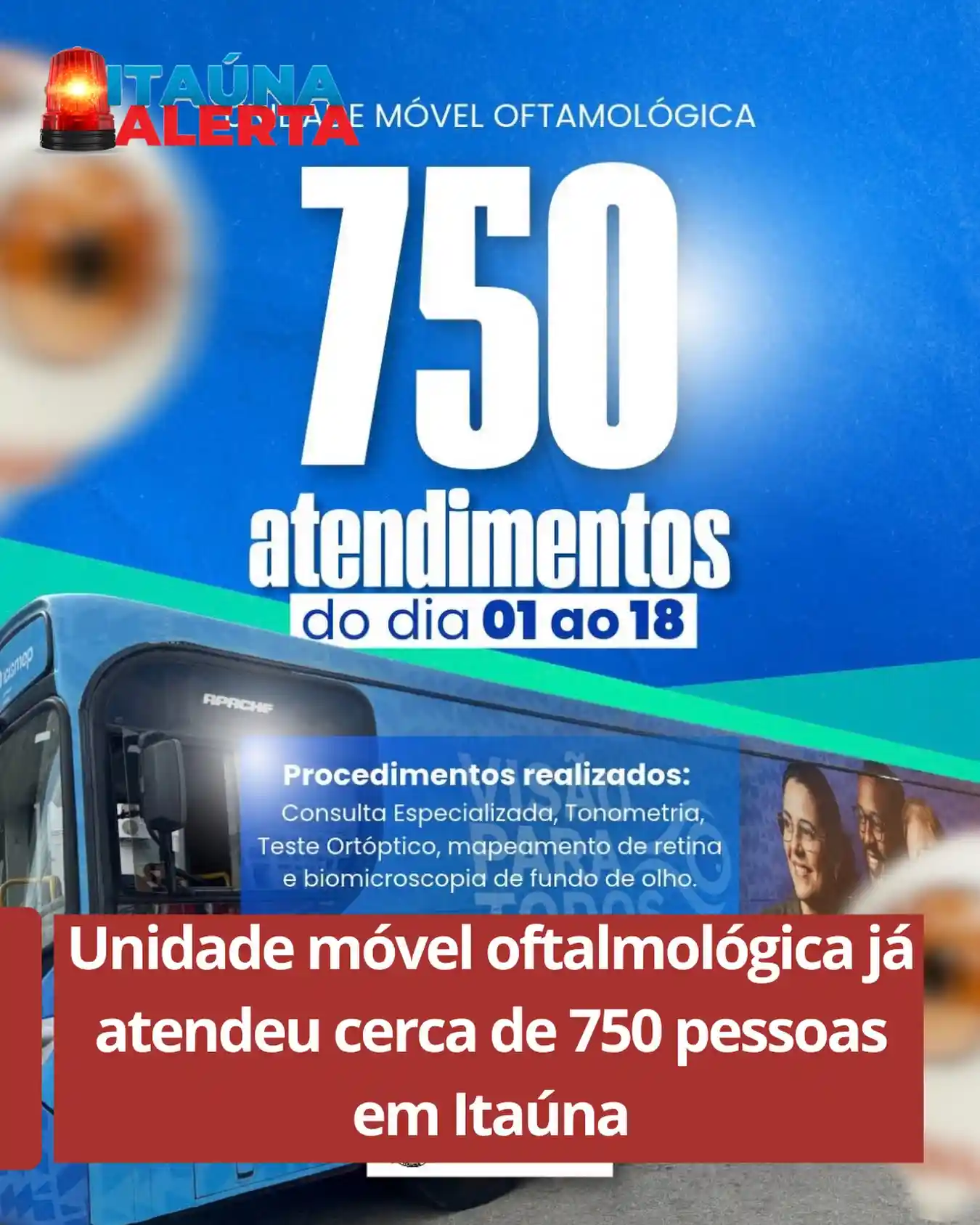 Unidade móvel oftalmológica retorna dia 28 de setembro
