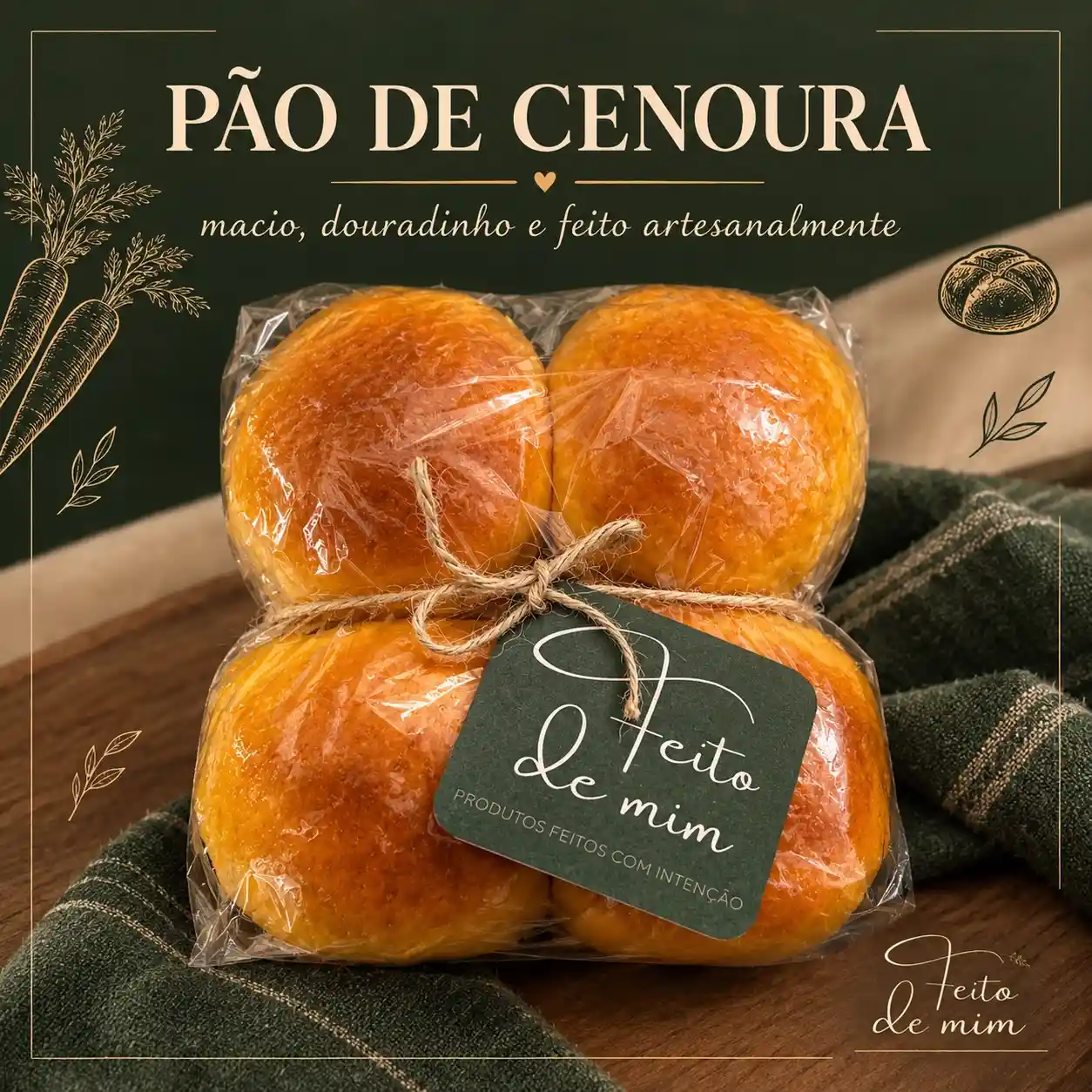 Pão de Cenoura Artesanal — Encomendas Abertas