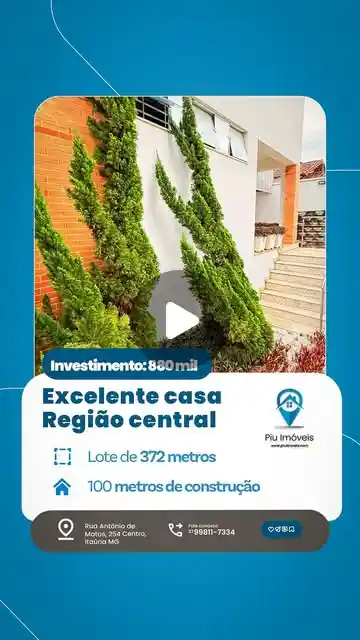 Casa com 2 suítes à venda no Centro, lote de 372 m²