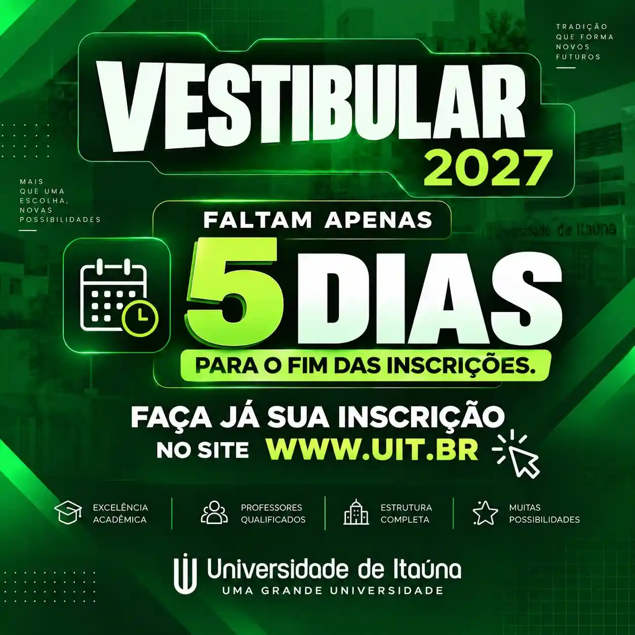 Vestibular 2027 da UIT: inscrições até 02/10