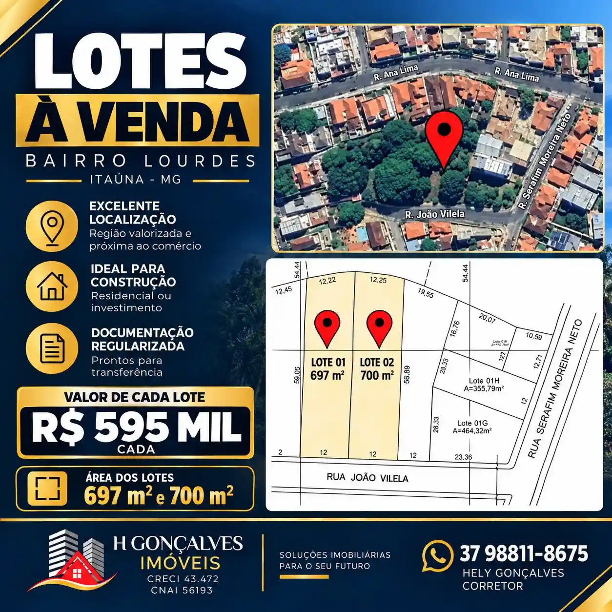 Lotes à venda no Bairro Lourdes – 697 m² e 700 m²