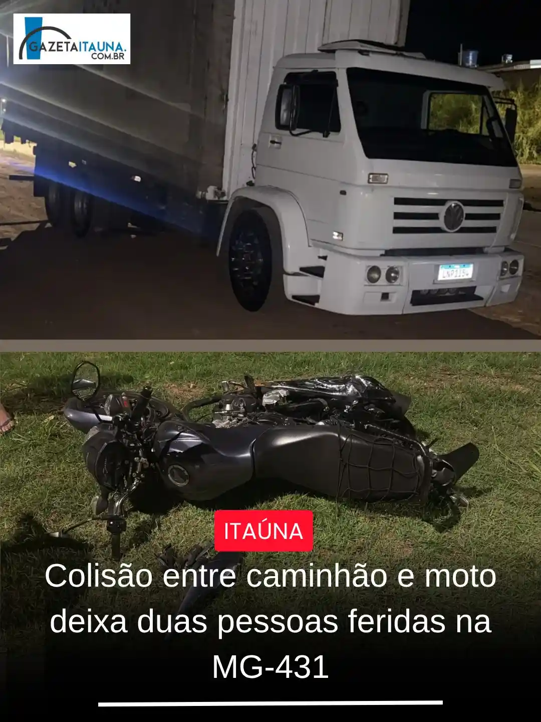 Acidente na MG-431 em Itaúna deixa dois feridos