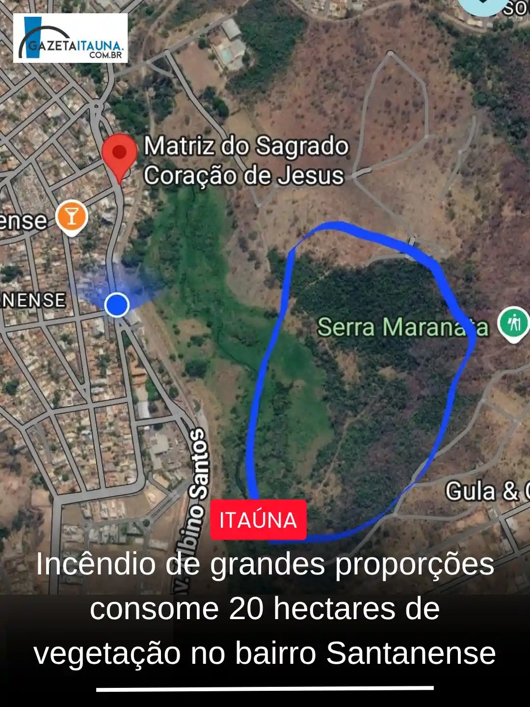 Incêndio em vegetação atinge 20 hectares no Santanense
