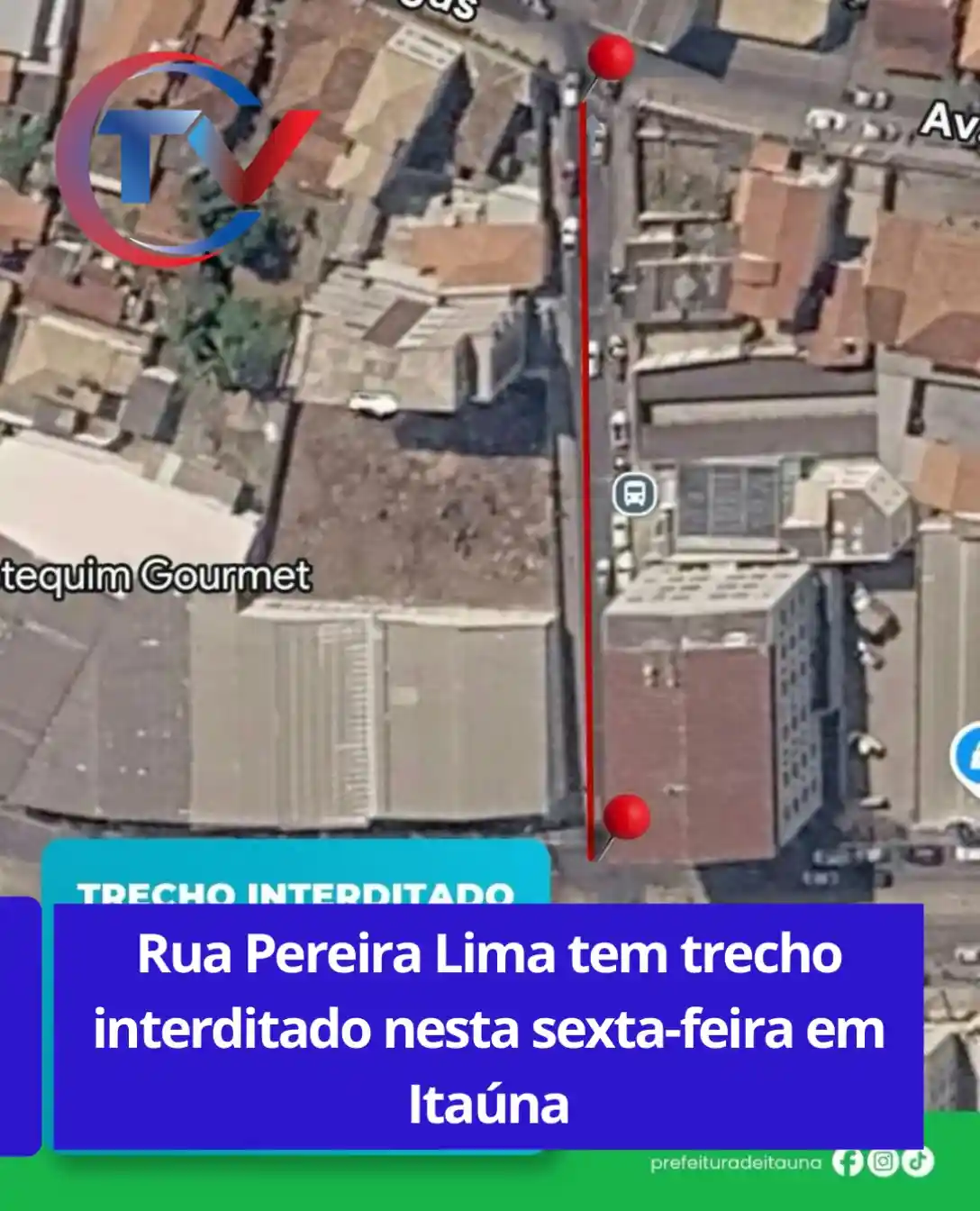 Rua Pereira Lima tem trecho interditado nesta sexta em Itaúna