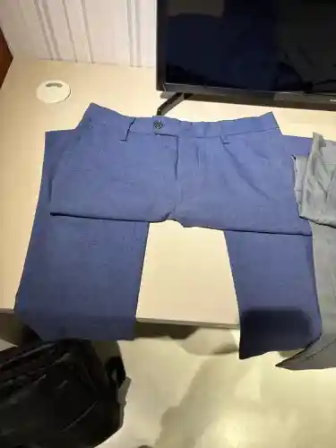 kit 2 calças alfaiataria 38 azul e cinza