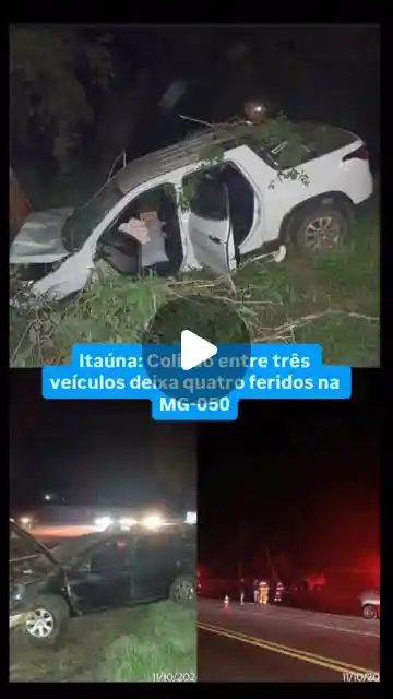 Três veículos colidem na MG-050 e deixam 4 feridos