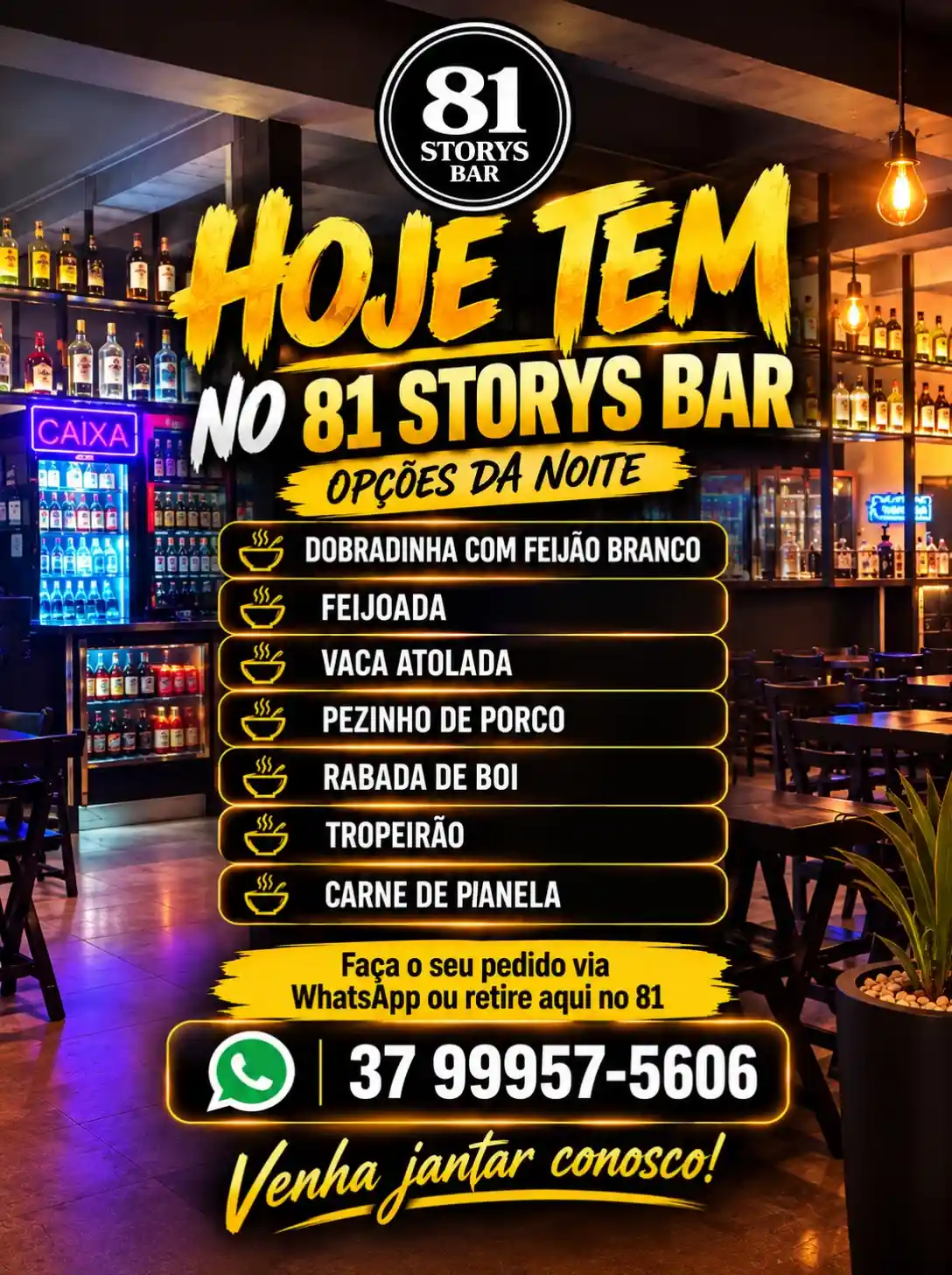 Jantar caseiro no 81 Storys Bar, Parque Jardim