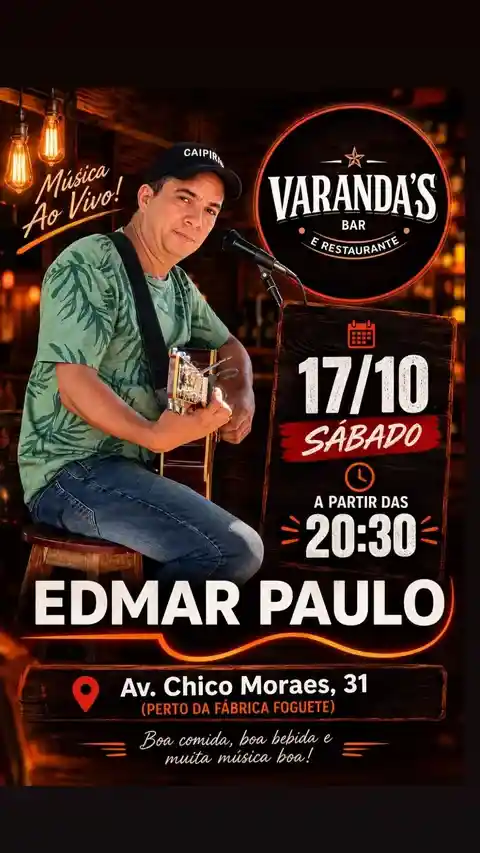 Show Caipira com Edmar Paulo – Varanda's Bar, sábado