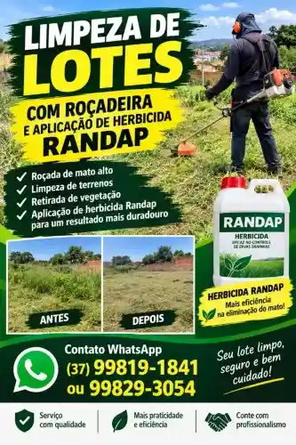 Limpeza de Lotes com roçadeira