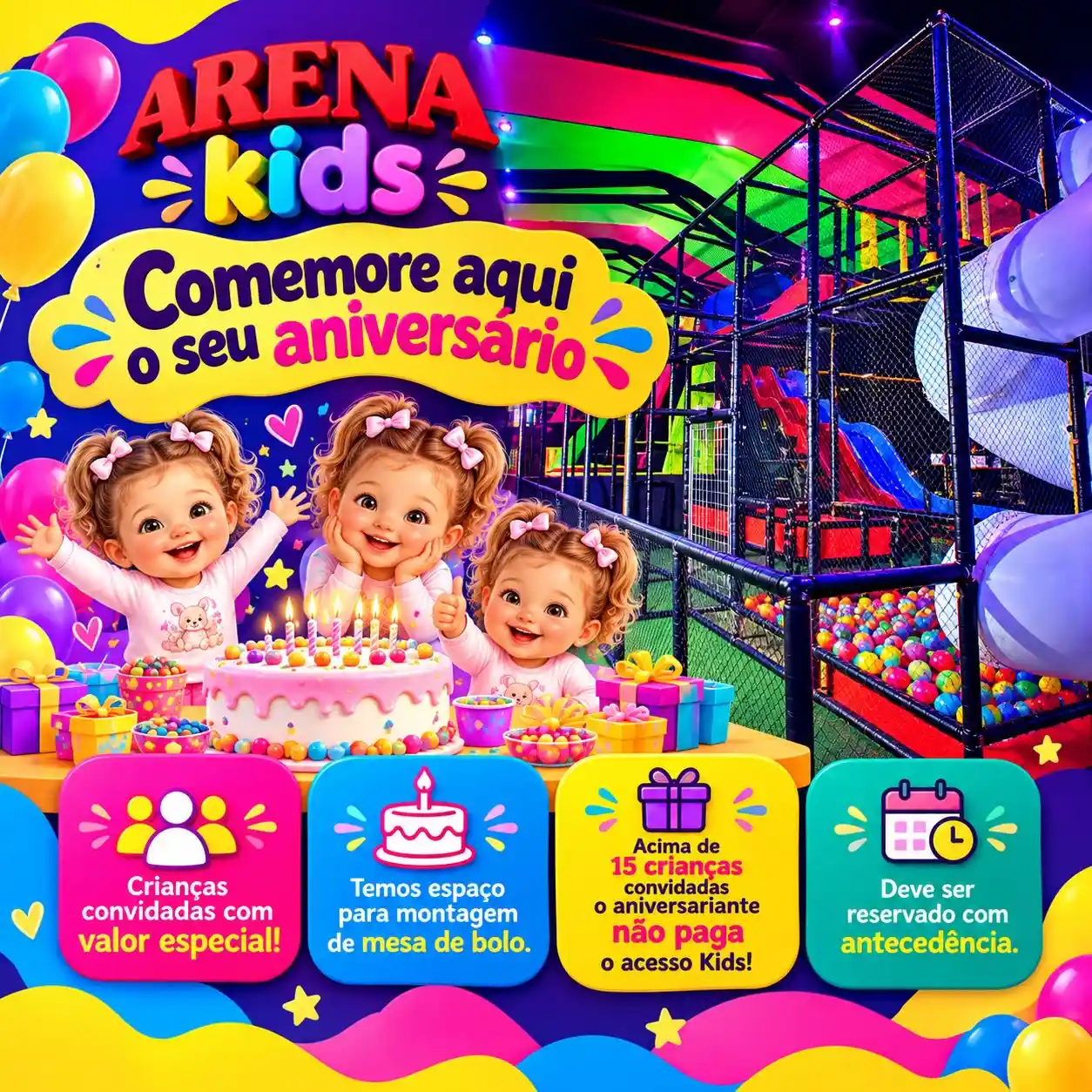 Arena Kids: espaço para festas de aniversário infantil