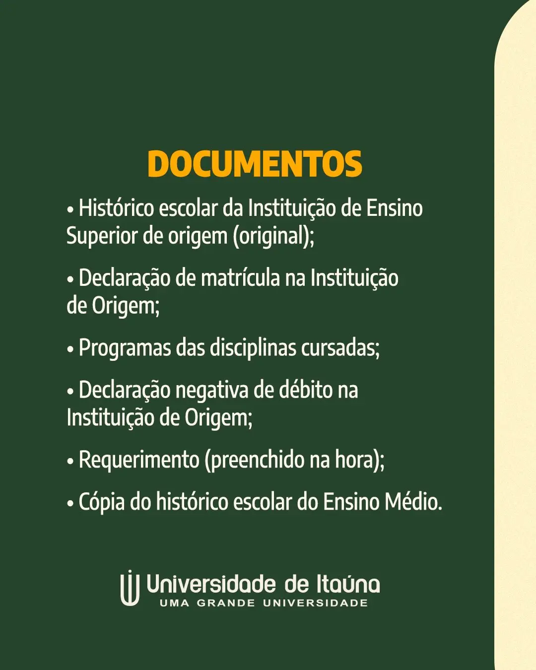 Transferências 2026/2 na Universidade de Itaúna