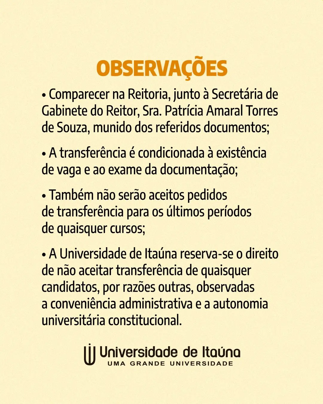 Transferências 2026/2 na Universidade de Itaúna