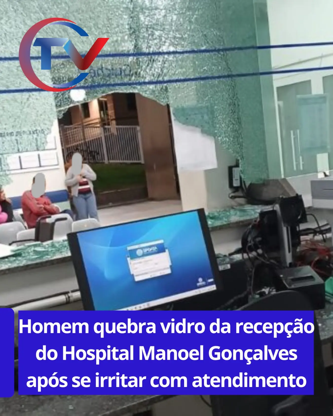 Homem quebra vidro de hospital após atendimento à esposa