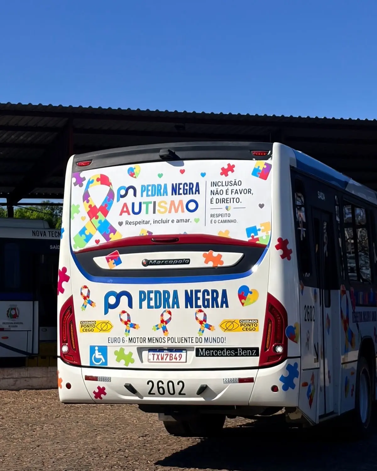 Ônibus da Viação Pedra Negra ganha decoração sobre autismo