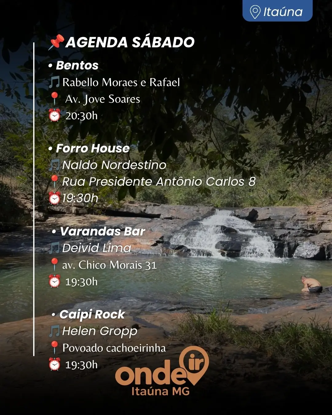 Agenda de sábado: música e comida em Itaúna