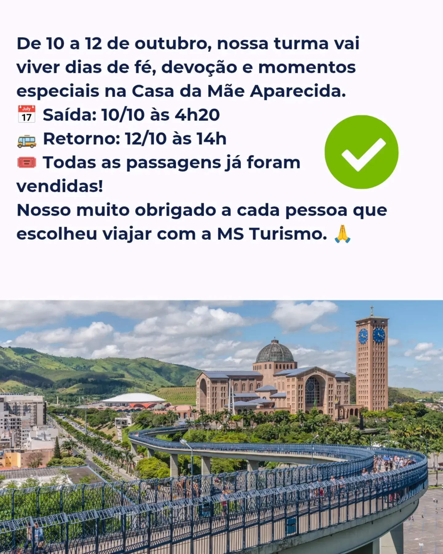 Excursões de outubro com a MS Turismo