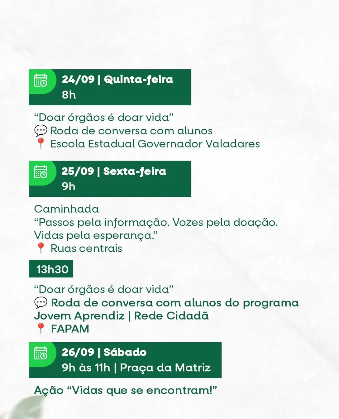 Campanha "Diga Sim à Doação de Órgãos" em Pará de Minas