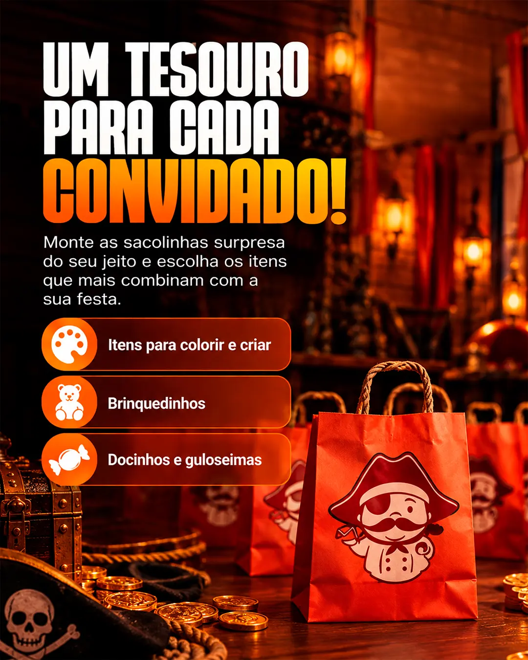 Pizzaria Piratas oferece adicionais para festas de aniversário