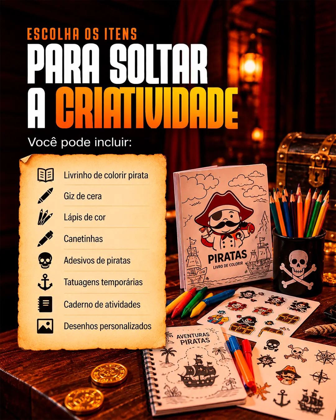 Pizzaria Piratas oferece adicionais para festas de aniversário