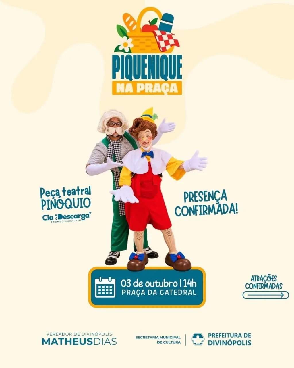 Piquenique na Praça com Patrulha Canina e Pinóquio