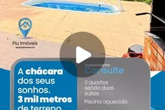 Chácara à venda no Vista Alegre com 3.000 m² e piscina aquecida