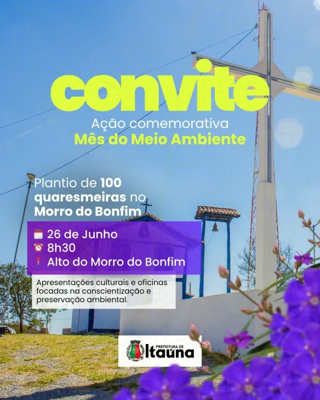 Prefeitura de Itaúna realizará o plantio de 100 quaresmeiras para marcar a celebração do Mês do Meio Ambiente em Itaúna