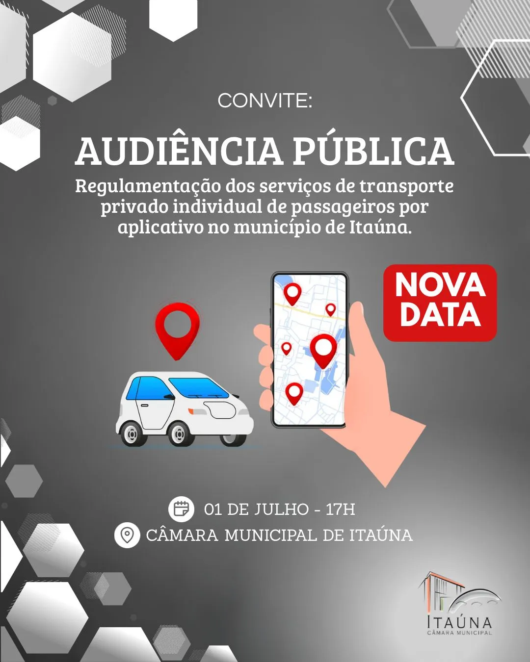 Itaúna realiza audiência pública para discutir regulamentação de aplicativos de transporte