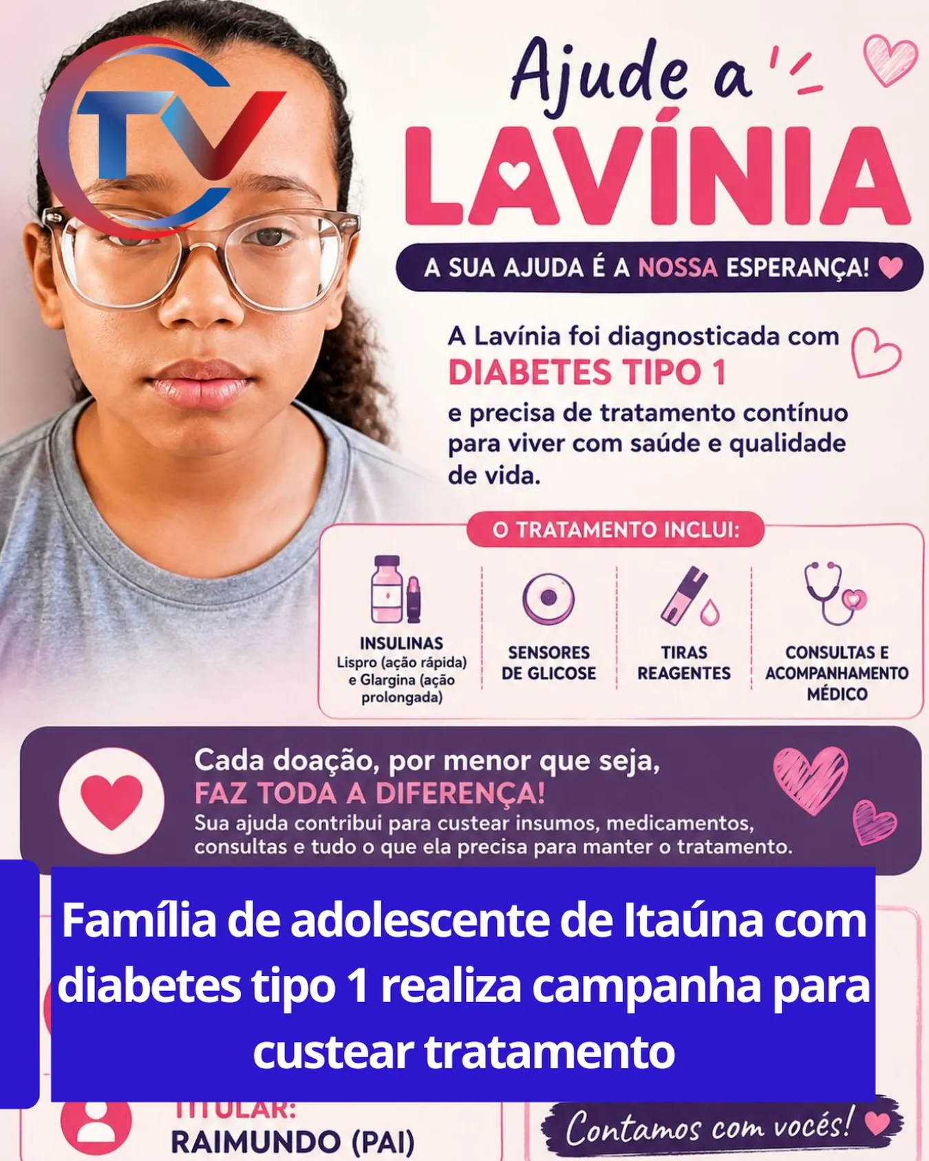 Campanha solidária para tratamento de diabetes tipo 1